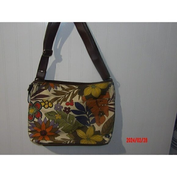 Relic Large Roomy Floral‎ Canvas Handbag Shoulder Purse Bag Pockets Long Strap - Picture 1 of 4